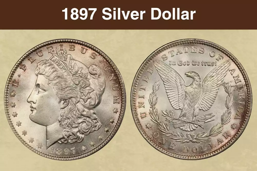 1897 Morgan Silver Dollar obverse and reverse showing Lady Liberty design and eagle reverse